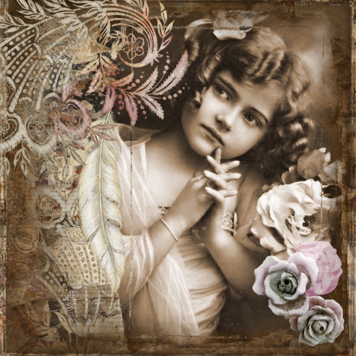 Vintage Little Girl Art Collage Free Stock Photo - Public Domain Pictures